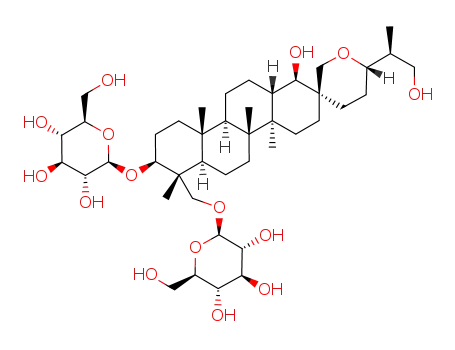 Molecular Structure of 156823-94-8 (b-D-Glucopyranoside,(1R,2S,4aR,4bR,6'S,6aR,7R,8S,10aR,10bR,12aS)-7-[(b-D-glucopyranosyloxy)methyl]octadecahydro-1-hydroxy-6'-[(1S)-2-hydroxy-1-methylethyl]-4a,4b,7,10a-tetramethylspiro[chrysene-2(1H),3'(4'H)-[2H]pyran]-8-yl(9CI))