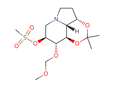 Molecular Structure of 156205-89-9 (1,3-Dioxino4,5,6-hiindolizin-8-ol, octahydro-9-(methoxymethoxy)-2,2-dimethyl-, methanesulfonate (ester), 3aS-(3a.alpha.,8.alpha.,9.beta.,9a.beta.,9b.alpha.)-)
