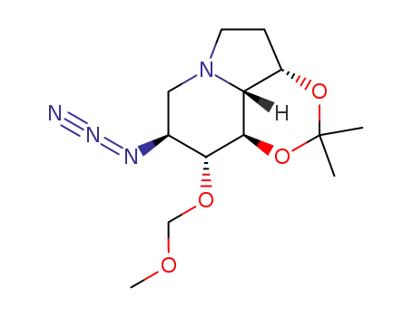 Molecular Structure of 156205-93-5 (1,3-Dioxino4,5,6-hiindolizine, 8-azidooctahydro-9-(methoxymethoxy)-2,2-dimethyl-, 3aS-(3a.alpha.,8.alpha.,9.beta.,9a.beta.,9b.alpha.)-)