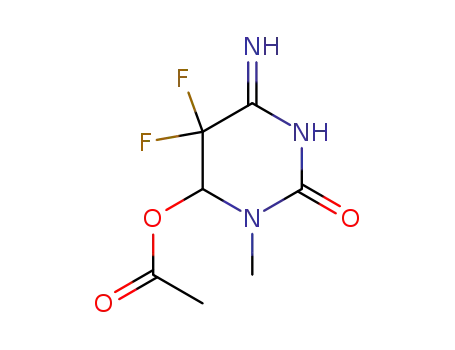 Molecular Structure of 115923-85-8 (Acetic acid 5,5-difluoro-6-imino-3-methyl-2-oxo-hexahydro-pyrimidin-4-yl ester)
