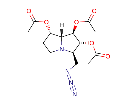 Molecular Structure of 156205-50-4 (1H-Pyrrolizine-1,2,7-triol, 3-(azidomethyl)hexahydro-, triacetate (ester), 1R-(1.alpha.,2.beta.,3.alpha.,7.beta.,7a.alpha.)-)