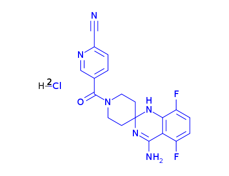 2-Pyridinecarbonitrile, 5-[(4'-amino-5',8'-difluorospiro[piperidine-4,2'(1'H)-quinazolin]-1-yl)carbonyl]-, hydrochloride (1:2)