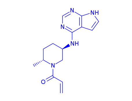 Molecular Structure of 1792180-81-4 (1-((2S,5R)-5-((7H-pyrrolo[2,3-d]pyrimidin-4-yl)amino)-2-methylpiperidin-1-yl)prop-2-en-1-one)
