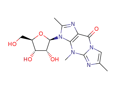 Molecular Structure of 1404304-94-4 (4,9-dihydro-9-oxo-2,4,6-trimethyl-3-(β-D-ribofuranosyl)imidazo[1,2-a]purine)