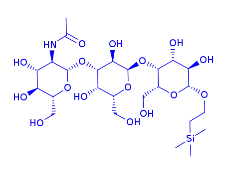 Molecular Structure of 157553-90-7 (2-(trimethylsilyl)ethyl 4-O-(3-O-(2-deoxy-2-acetamido-glucopyranosyl)galactopyranosyl)galactopyranoside)