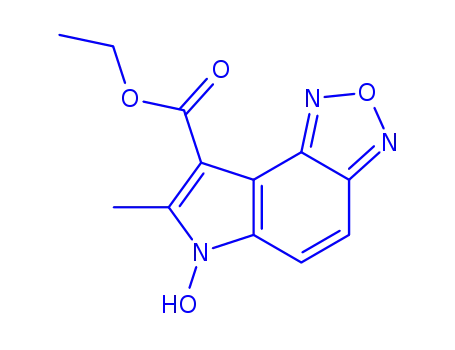 Molecular Structure of 159325-86-7 (ETHYL 6-HYDROXY-7-METHYL-6H-[1,2,5]OXADIAZOLO[3,4-E]INDOLE-8-CARBOXYLATE)