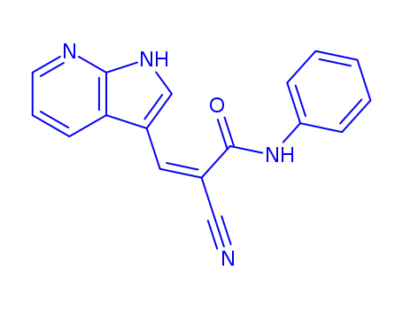 Molecular Structure of 157561-97-2 (2-Propenamide, 2-cyano-N-phenyl-3-(1H-pyrrolo[2,3-b]pyridin-3-yl)-)