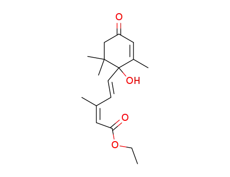 Molecular Structure of 15764-77-9 (ethyl (2Z,4E)-5-(1-hydroxy-2,6,6-trimethyl-4-oxocyclohex-2-en-1-yl)-3-methylpenta-2,4-dienoate)