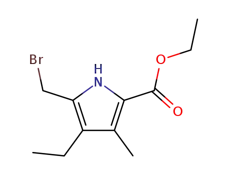 Molecular Structure of 4789-44-0 (1H-Pyrrole-2-carboxylicacid, 5-(bromomethyl)-4-ethyl-3-methyl-, ethyl ester)