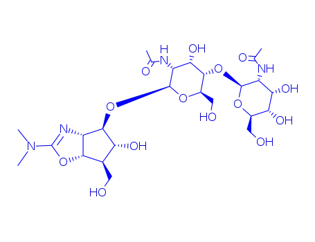 Molecular Structure of 158528-74-6 (.beta.-D-Allopyranoside, 2-(dimethylamino)-3a,5,6,6a-tetrahydro-5-hydroxy-6-(hydroxymethyl)-4H-cyclopentoxazol-4-yl 2-(acetylamino)-4-O-2-(acetylamino)-2-deoxy-.beta.-D-allopyranosyl-2-deoxy-, 3aS-(3a.alpha.,4.alpha.,5.beta.,6.alpha.,6a.alpha.)-)