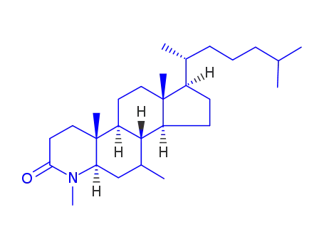 Molecular Structure of 158493-17-5 (1,4a,6a,10-tetramethyl-7-(6-methylheptan-2-yl)hexadecahydro-2H-indeno[5,4-f]quinolin-2-one)