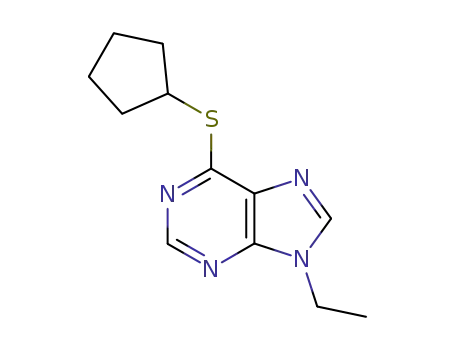 Molecular Structure of 15923-45-2 (6-(cyclopentylsulfanyl)-9-ethyl-9H-purine)