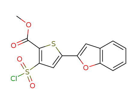 Molecular Structure of 169759-92-6 (Methyl 5-(benzo[b]furanyl)-3-chlorosulphonyl-2-thiophenecarboxylate)