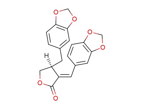 Molecular Structure of 26607-96-5 (2(3H)-Furanone,4-(1,3-benzodioxol-5-ylmethyl)-3-(1,3-benzodioxol-5-ylmethylene)dihydro-,(3E,4S)-)