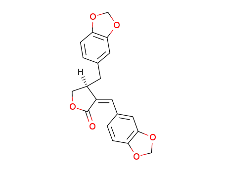Molecular Structure of 15914-41-7 ((S)-4-(1,3-Benzodioxol-5-ylmethyl)-3-[(Z)-1,3-benzodioxol-5-ylmethylene]dihydro-2(3H)-furanone)