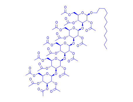 Molecular Structure of 158041-98-6 (Dodecyl O-2,3,4,6-tetra-O-acetyl-beta-D-glucopyranosyl-(1-3)-O-2,4,6-t ri-O-acetyl-beta-D-glucopyranosyl-(1-3)-O-2,4,6-tri-O-acetyl-beta-D-gl ucopyranosyl-(1-3)-O-2,4,6-tri-O-acetyl-beta-D-glucopyranosyl-(1-3)-al pha-D-Glucopyranoside triacetate)