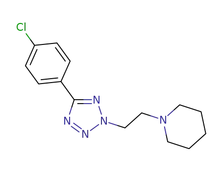 Molecular Structure of 158553-42-5 (1-{2-[5-(4-chlorophenyl)-2H-tetrazol-2-yl]ethyl}piperidine)