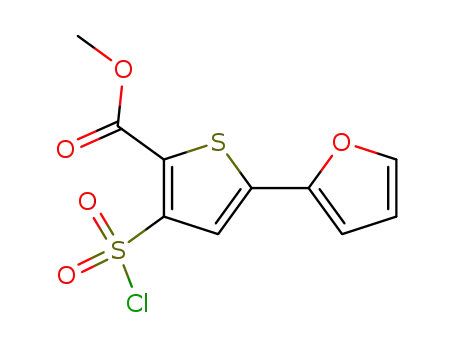 Molecular Structure of 169759-65-3 (methyl 3-chlorosulphonyl-5-(furan-2-yl)-2-thiophenecarboxylate)