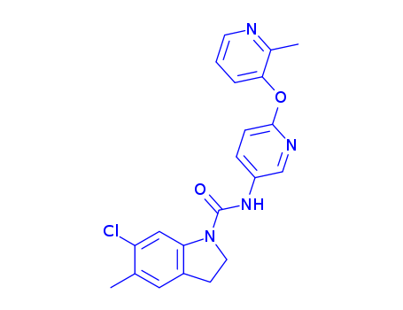 6-Chloro-5-methyl-1-[[2-(2-methylpyrid-3-yloxy)pyrid-5-yl]carbamoyl]indoline hydrate dihydrochloride, 6-Chloro-2,3-dihydro-5-methyl-N-[6-[(2-methyl-3-pyridinyl)oxy]-3-pyridinyl]-1H-indole-1-carboxyami