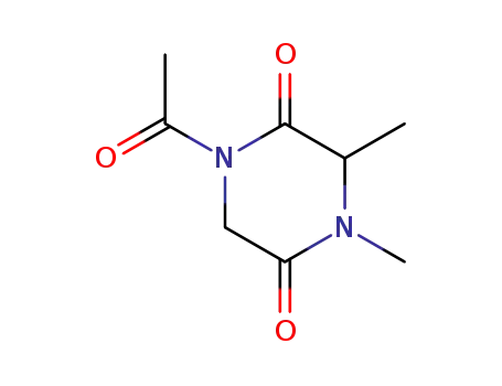 Molecular Structure of 193686-32-7 (2,5-Piperazinedione,1-acetyl-3,4-dimethyl-,(S)-(9CI))