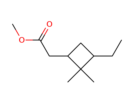 Molecular Structure of 18358-56-0 (methyl (3-ethyl-2,2-dimethylcyclobutyl)acetate)