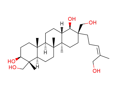 Molecular Structure of 156764-86-2 (1,8-Chrysenedimethanol,octadecahydro-2,7-dihydroxy-8-[(3Z)-5-hydroxy-4-methyl-3-penten-1-yl]-1,4a,10a,10b-tetramethyl-,(1R,2S,4aR,4bR,6aS,7R,8R,10aR,10bR,12aR)-)