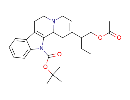 Molecular Structure of 127218-32-0 (2-(1-Acetoxymethyl-propyl)-1,6,7,12b-tetrahydro-4H-indolo[2,3-a]quinolizine-12-carboxylic acid tert-butyl ester)