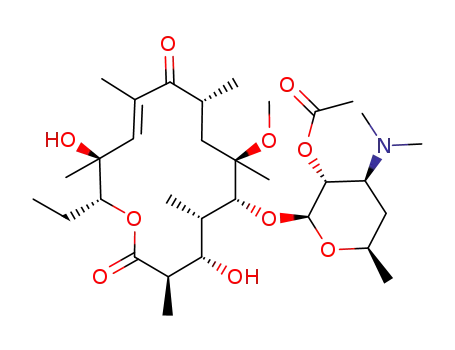Molecular Structure of 198782-60-4 ((10E)-3-O-De(α-L-cladinose)-10-dehydro-11-dehydroxy-6-O-Methyl-erythroMycin 2'-Acetate)