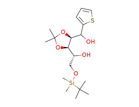 2-(2,3-O-isopropylidene-5-O-tert-butyldimethylsilyl-α,β-D-ribopentitol-1-yl)thiophene