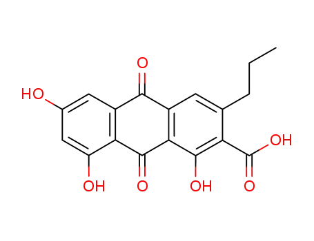 Molecular Structure of 15979-76-7 (9,10-Dihydro-1,6,8-trihydroxy-9,10-dioxo-3-propyl-2-anthracenecarboxylic acid)