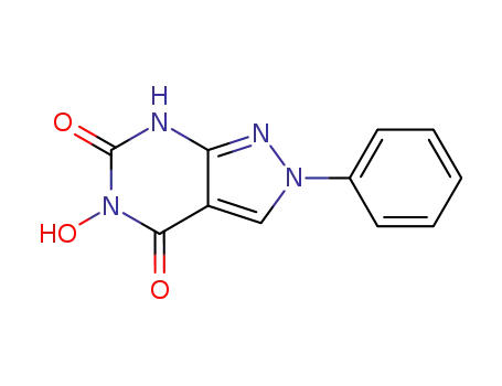 Molecular Structure of 16078-64-1 (5-hydroxy-2-phenyl-1H-pyrazolo[3,4-d]pyrimidine-4,6(2H,5H)-dione)