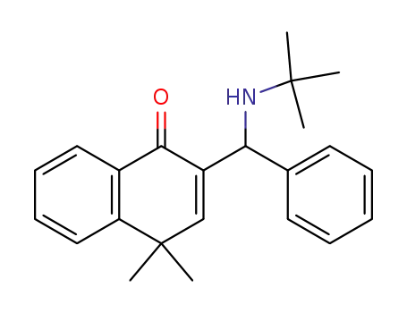 Molecular Structure of 15982-54-4 (2-[(tert-butylamino)(phenyl)methyl]-4,4-dimethylnaphthalen-1(4H)-one)