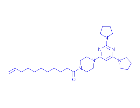 Molecular Structure of 159872-32-9 (1-[4-(2,6-dipyrrolidin-1-ylpyrimidin-4-yl)piperazin-1-yl]undec-10-en-1 -one)