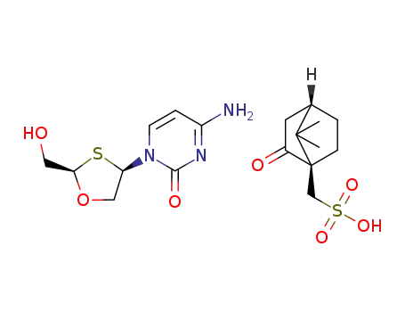 Molecular Structure of 908337-01-9 ((-)-cis-2-hydroxymethyl-4-(cytosin-1'-yl)-1,3-oxathiolane (1R)-(-)-10-camphorsulfonate)
