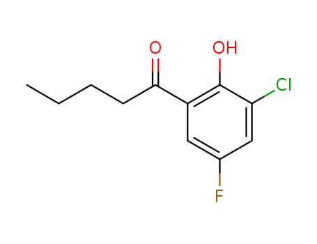 Molecular Structure of 1813-22-5 (1-(3-chloro-5-fluoro-2-hydroxyphenyl)pentan-1-one)
