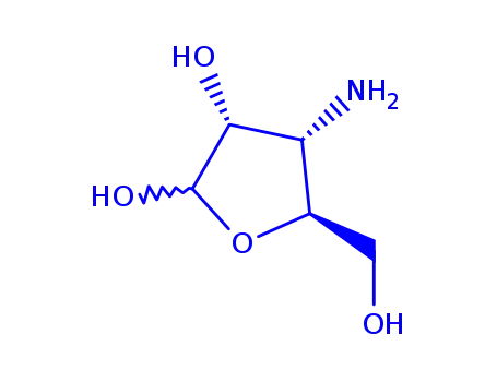 Molecular Structure of 191089-12-0 (beta-D-Ribofuranose, 3-amino-3-deoxy- (9CI))