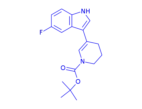 Molecular Structure of 181184-19-0 (5-fluoro-3-(1-t-butoxycarbonyl-1,2,3,4-tetrahydropyridin-
5-yl)-1H-indole)
