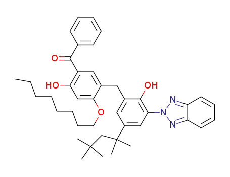 Molecular Structure of 162245-07-0 (Methanone, [5-[[3-(2H-benzotriazol-2-yl)-2-hydroxy-5-(1,1,3,3-tetramethylbutyl)phenyl]methyl]-2-hydroxy-4-(octyloxy)phenyl)phenyl-)