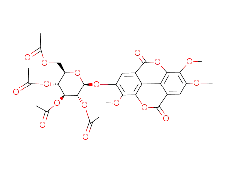 Molecular Structure of 128533-16-4 (ellagic acid 3,3',4'-tri-O-methyl ether-4-O-β-tetraacetate-D-glucoside)