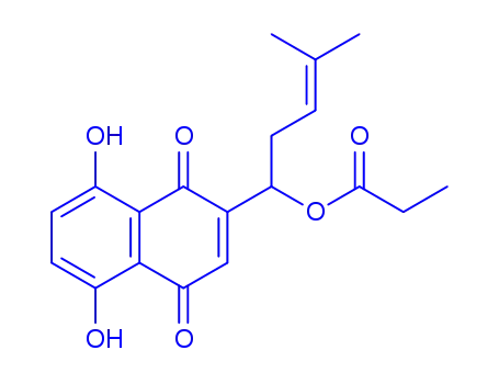 Molecular Structure of 84272-99-1 ([1-(5,8-dihydroxy-1,4-dioxo-naphthalen-2-yl)-4-methyl-pent-3-enyl] pro panoate)