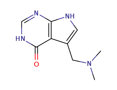 Molecular Structure of 1618-45-7 (5-[(dimethylamino)methyl]-1,7-dihydro-4H-pyrrolo[2,3-d]pyrimidin-4-one)