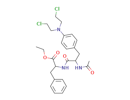 Molecular Structure of 1620-25-3 (Alanine,N-[N-acetyl-3-[p-[bis(2-chloroethyl)amino]phenyl]-DL-alanyl]-3-phenyl-, ethylester, DL- (8CI))