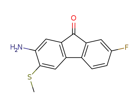 Molecular Structure of 16232-99-8 (2-amino-7-fluoro-3-(methylsulfanyl)-9H-fluoren-9-one)