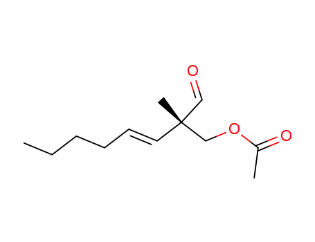 Molecular Structure of 302812-64-2 (Acetic acid (E)-(S)-2-formyl-2-methyl-oct-3-enyl ester)