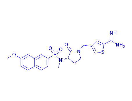 Molecular Structure of 186549-27-9 (4-[3(S)-(7-Methoxy-N-methylnaphthalen-2-ylsulfonamido)-2-oxopyrrolidin-1-ylmethyl]thiophene-2-carboxamidine)
