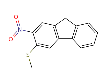 Molecular Structure of 16233-05-9 (3-(methylsulfanyl)-2-nitro-9H-fluorene)