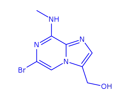 Molecular Structure of 187344-68-9 ((6-BROMO-8-(METHYLAMINO)IMIDAZO[1,2-A]PYRAZIN-3-YL)METHANOL)