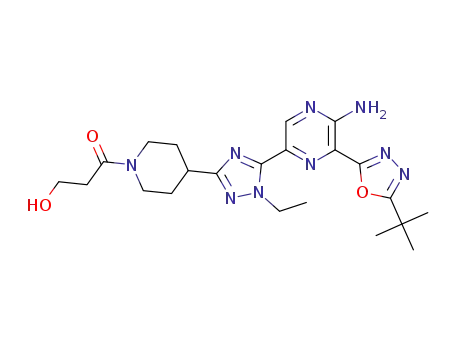 1-(4-(5-(5-amino-6-(5-(tert-butyl)-1,3,4-oxadiazol-2-yl)pyrazin-2-yl)-1-ethyl-1H-1,2,4-triazol-3-yl)piperidin-1-yl)-3-hydroxypropan-1-one
