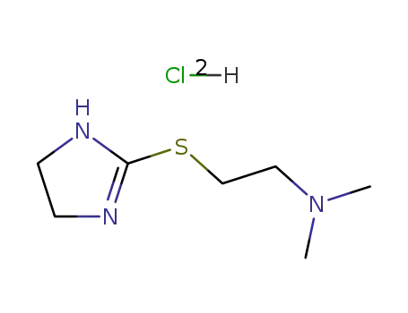 Molecular Structure of 16181-75-2 (2-{[2-(dimethylammonio)ethyl]sulfanyl}-4,5-dihydro-1H-imidazol-1-ium dichloride)