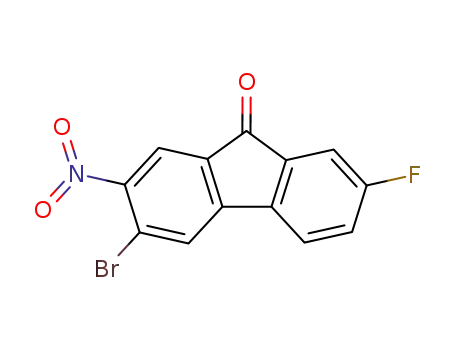Molecular Structure of 16233-11-7 (3-bromo-7-fluoro-2-nitro-9H-fluoren-9-one)